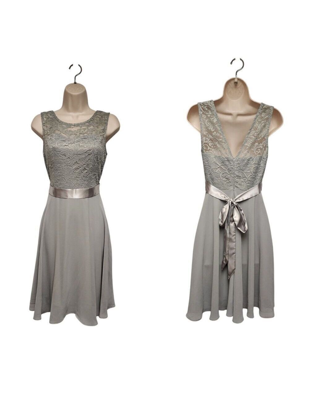Bery Love Women's Floral Lace Fit & Flare Skater Mini Short Dress Color Gray SM